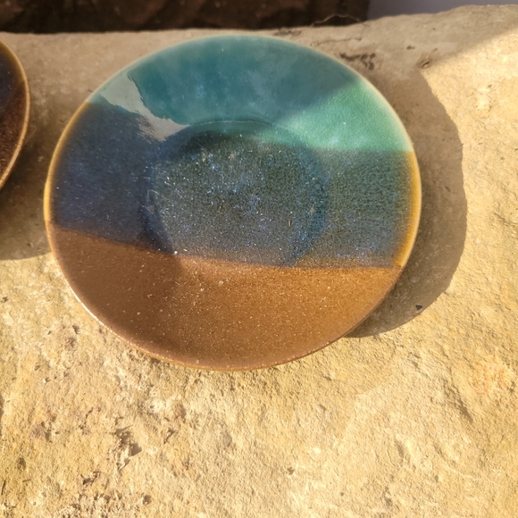 espresso demitasse ceramic, blue and brown cup and saucer - Picture 3 of 3